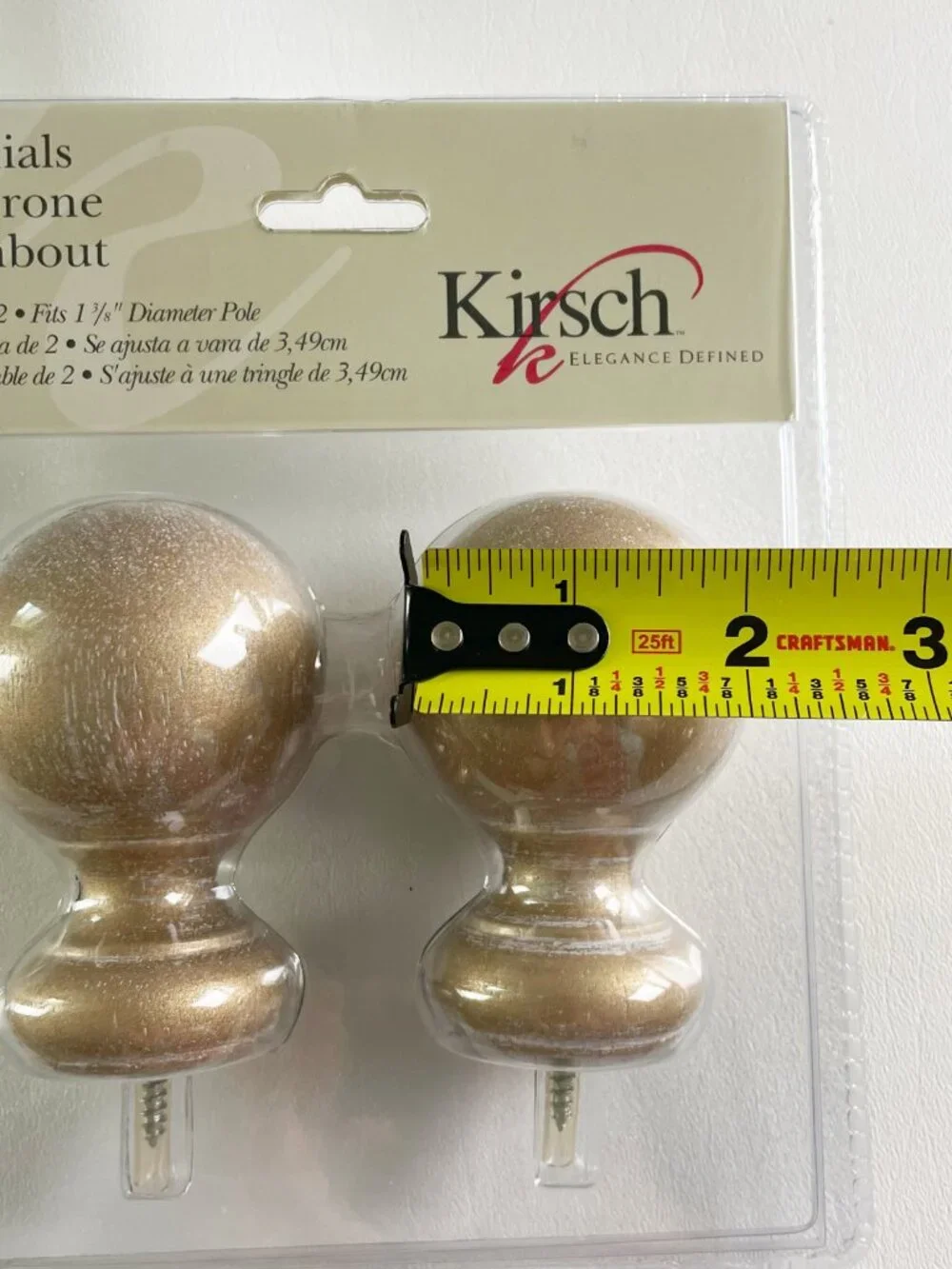 Kirsch Wood Soft Gold Ball Finials for 1 3/8